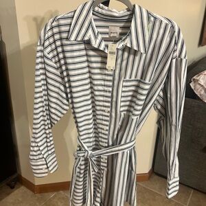 Maeve Navy and White Striped Romper